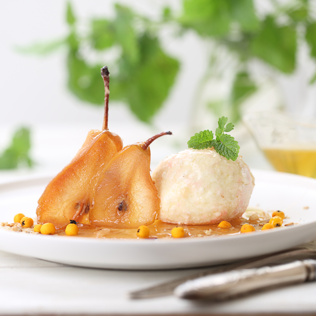 Recette Glace Chaude au Spéculoos avec Compotée de Poire Chaude